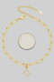 Stainless Steel Cz Clover Charm Clip Chain Anklet