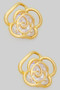 Classy Brass Rose Post Earrings With Cz Stone