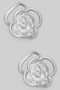 Classy Brass Rose Post Earrings With Cz Stone