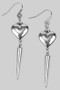 Stainless Steel Heart And Spike Drop Earrings