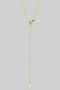 Brass Cz Pave Snake Charm Y Shape Necklace