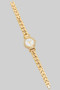Cz Stone Bezel Round Face Chain Link Watch