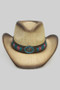 Straw Cowboy Hat Rhinestone Flower W Steer Concho