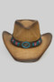 Straw Cowboy Hat Rhinestone Flower W Steer Concho