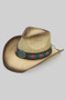 Straw Cowboy Hat Rhinestone Flower W Steer Concho