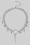 Stainless Steel Gothic Spike And Bead Charm Neckla