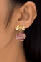 Lovely Bow Post Earrings With Dangling Football