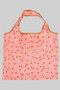 Collapsible Nylon Cherry And Flower Print Shopping Bag