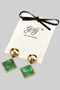 Stainless Steel Geo Stone Drop Earrings