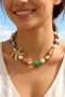 Beaded Multi Colored Shell Charm Necklace