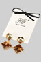 Stainless Steel Geo Stone Drop Earrings