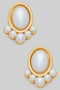 Oval Pearl Post Earrings With Pearl Detail