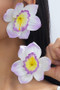 Purple Fabric Flower Post Earrings