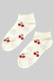 Ruffled Heart Cherry Print Ankle Socks