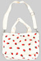 Corduroy Strawberry Print Handbag W Shoulder Strap