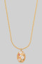 Enamel Hummingbird Flower Oval Pendant Necklace
