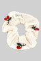 Embroidered Cherry With Pearl Hair Scrunchie