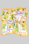 Multi Colored Geo Lemon Print Silky Square Scarf