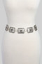 Scalloped Rectangle Stone Link Chain Belt