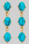 Triple Turquoise Stone Tiered Drop Earrings
