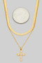 Double Layered Chain Necklace With Pearl Bubble Cross
