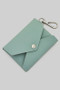 Textured Pu Leather Snap Card Holder Keychain