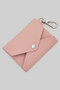 Textured Pu Leather Snap Card Holder Keychain