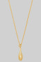 Hammered Drop Pendant Brass Necklace