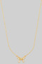 Dainty Cz Pave Bow Pendant Brass Necklace