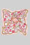Pink Flower And Chain Print Silky Square Scarf
