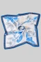 Blue Motif Flower Print Silky Square Scarf