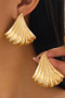 Ridged Floral Shaped Brass Drop Earrings