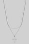 Double Layered Chain Necklace With Pearl Bubble Cross