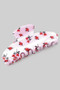 Glossy Pink Flower Print Hair Clip