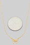 Dainty Cz Pave Bow Pendant Brass Necklace