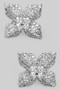 Brass Cz Pave Flower Studs