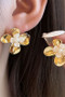 Stainless Steel And Pearl Flower Post Earrings