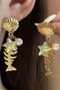 Stainless Steel Shell Fish Star Pearl Charm Earrings