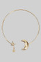 Moon And Star Round Collar Necklace