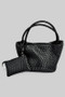 Textured Pu Leather Handbag With Zipper Pouch
