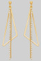 Triangular Brass Drop Earrings With Bead And Rs Strands