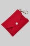 Textured Pu Leather Snap Card Holder Keychain