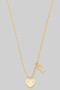 Dainty Heart Lock And Key Pendant Brass Necklace
