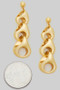 Brass Puffy Tiered Link Drop Earrings