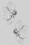 Large Textured Leaf And Flower Drop Earrings