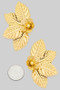 Large Textured Leaf And Flower Drop Earrings