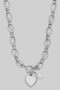 Heart Ac And Pearl Toggle Chain Necklace