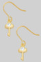 Dainty Brass Key With Cz Stone Fish Hook Earrings