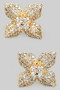Brass Cz Pave Flower Studs
