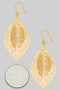 Double Leaf Fish Hook Drop Earrings